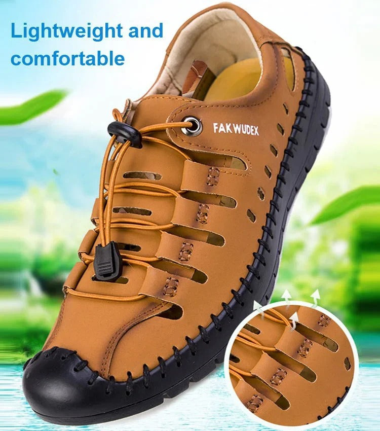 🔥 Aviator Wrapped Toe Hollow Leather Sandals