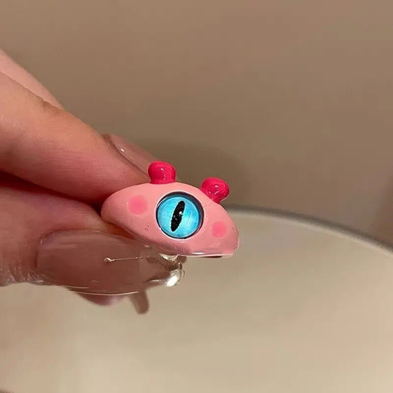 One-Eyed Little Monster Open Rings For Women Cute Cartoon Colorful Adjustable Ring Eveing Party Accessories