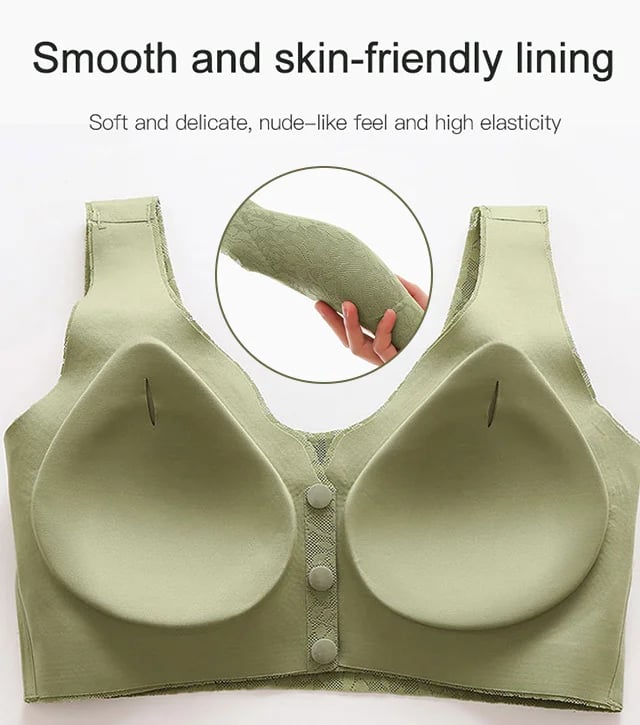 Plus Size Jacquard Lace Button Front Comfy Bra (Four piece set)