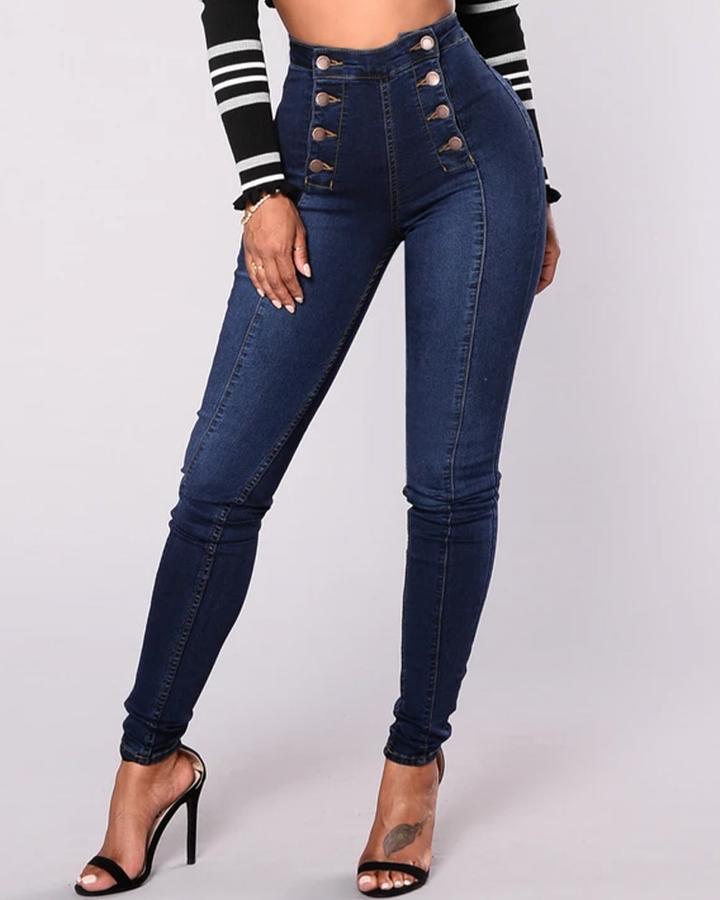 🔥Buy 1 Get 50% OFF🔥Double Breasted High Waist Skinny Jeans