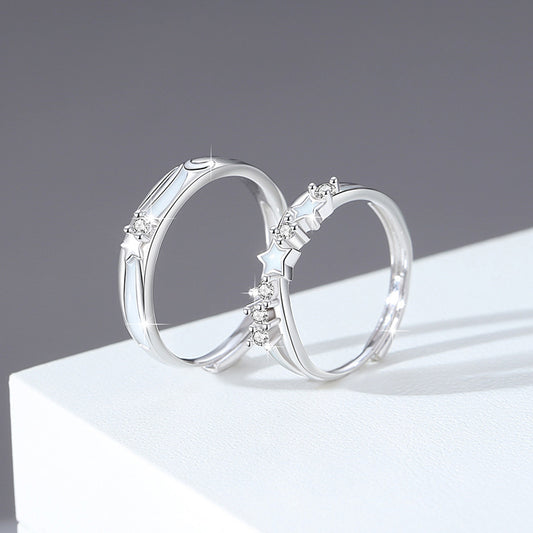 Star Luminous Sterling Silver 925 Couple Ring Zircon Ring