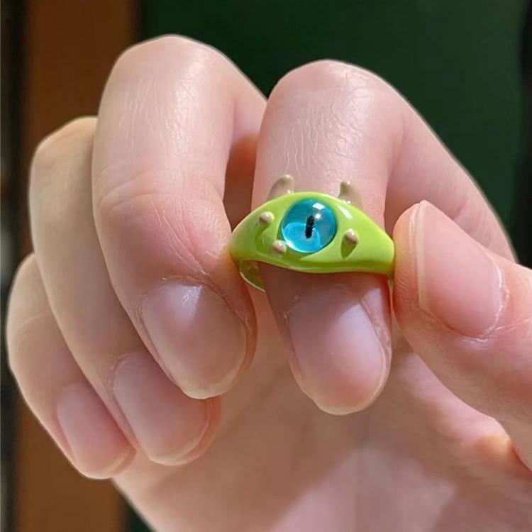 One-Eyed Little Monster Open Rings For Women Cute Cartoon Colorful Adjustable Ring Eveing Party Accessories