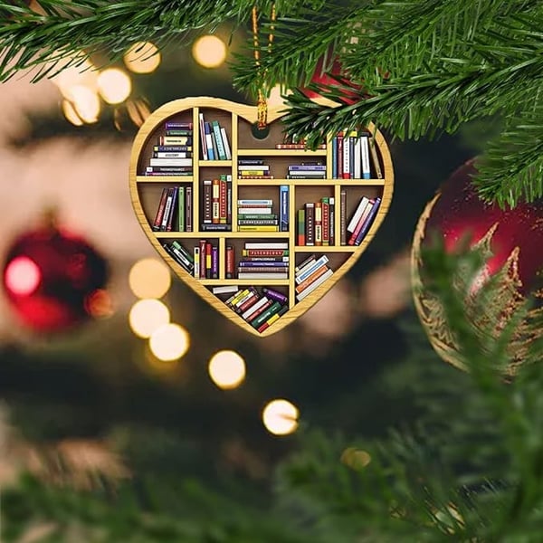 💝Book Lovers Heart Ornament(2D Flat)