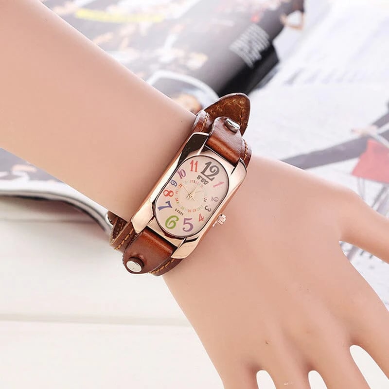 Vintage Leather Quartz Stone Women's Watch