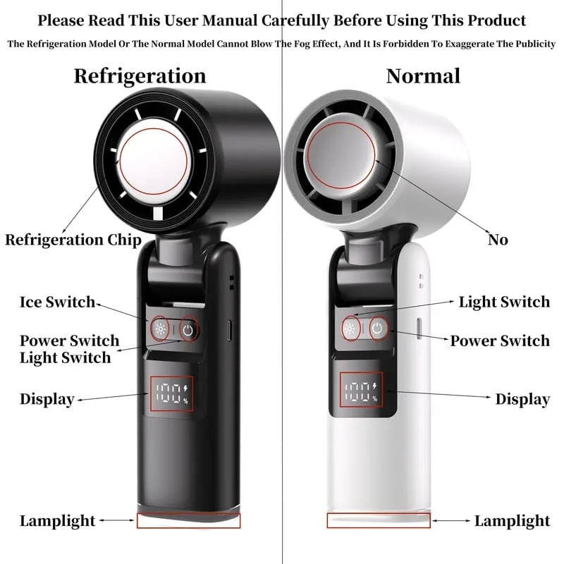 🌞Summer Hot Sale - Multifunction Portable Handheld Turbo Ice-Cooling Fan | AC-Like Gel Pad Tech, 5 Gears