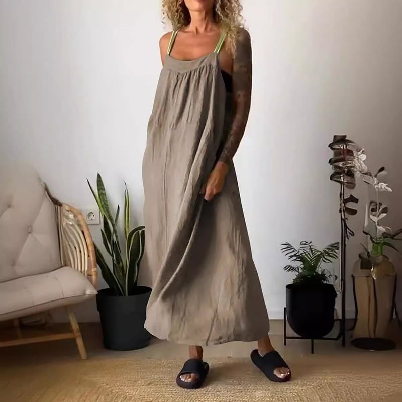 🔥Last Day Promotion 49% OFF - Women's Simple Cotton Linen Sling Dress🎉Buy 2 Save 15%