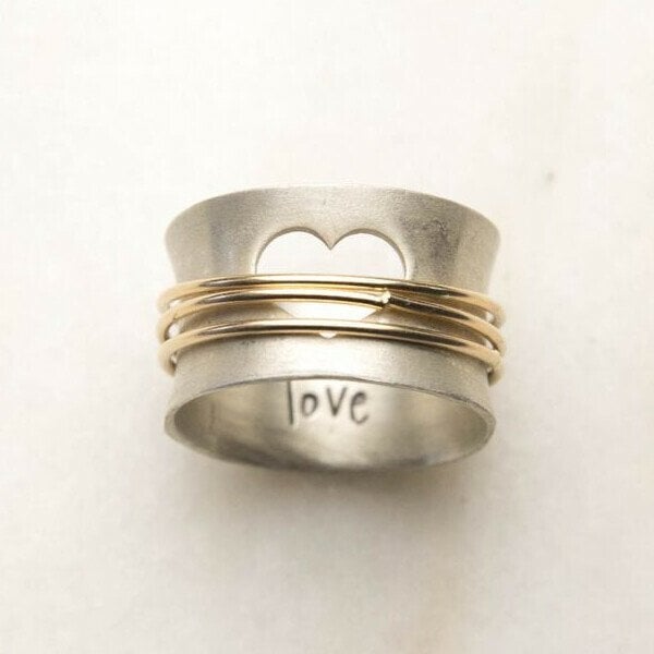 🔥Silver Retro Love Heart Ring💕