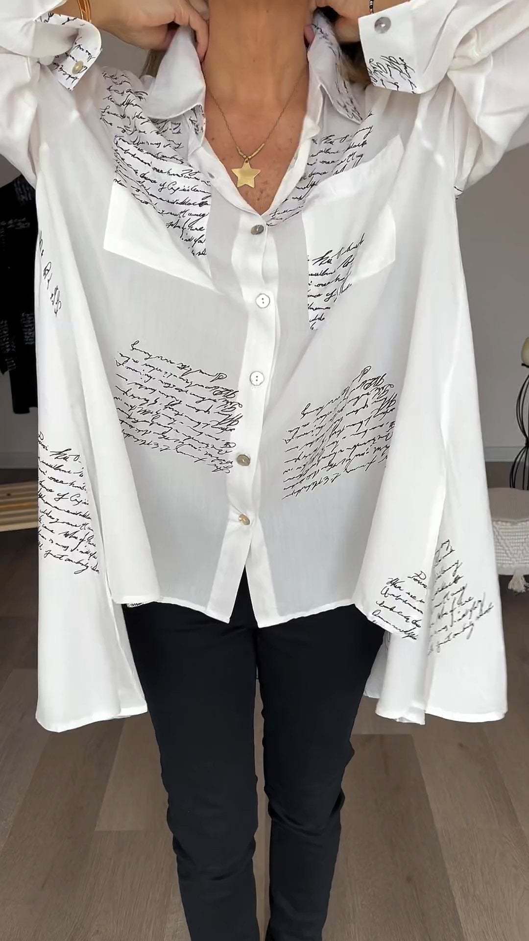 new model Letter Print Fashion Lapel Shirt (Buy 2 Free Shipping)