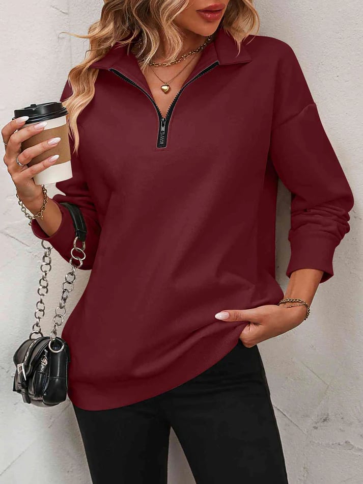 ⏰Hot Sale-Womens Zip-Up Dropped Shoulder Sweatshirt(Buy 2 Free Shipping)