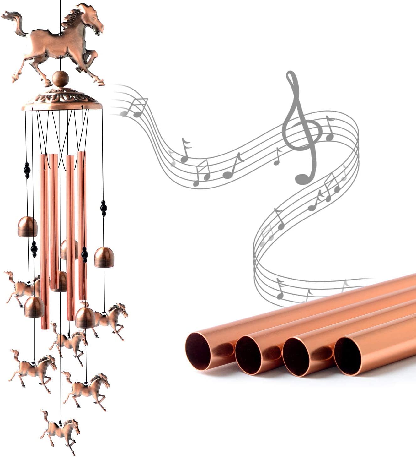 Pure hand-made Copper Horse wind chimes