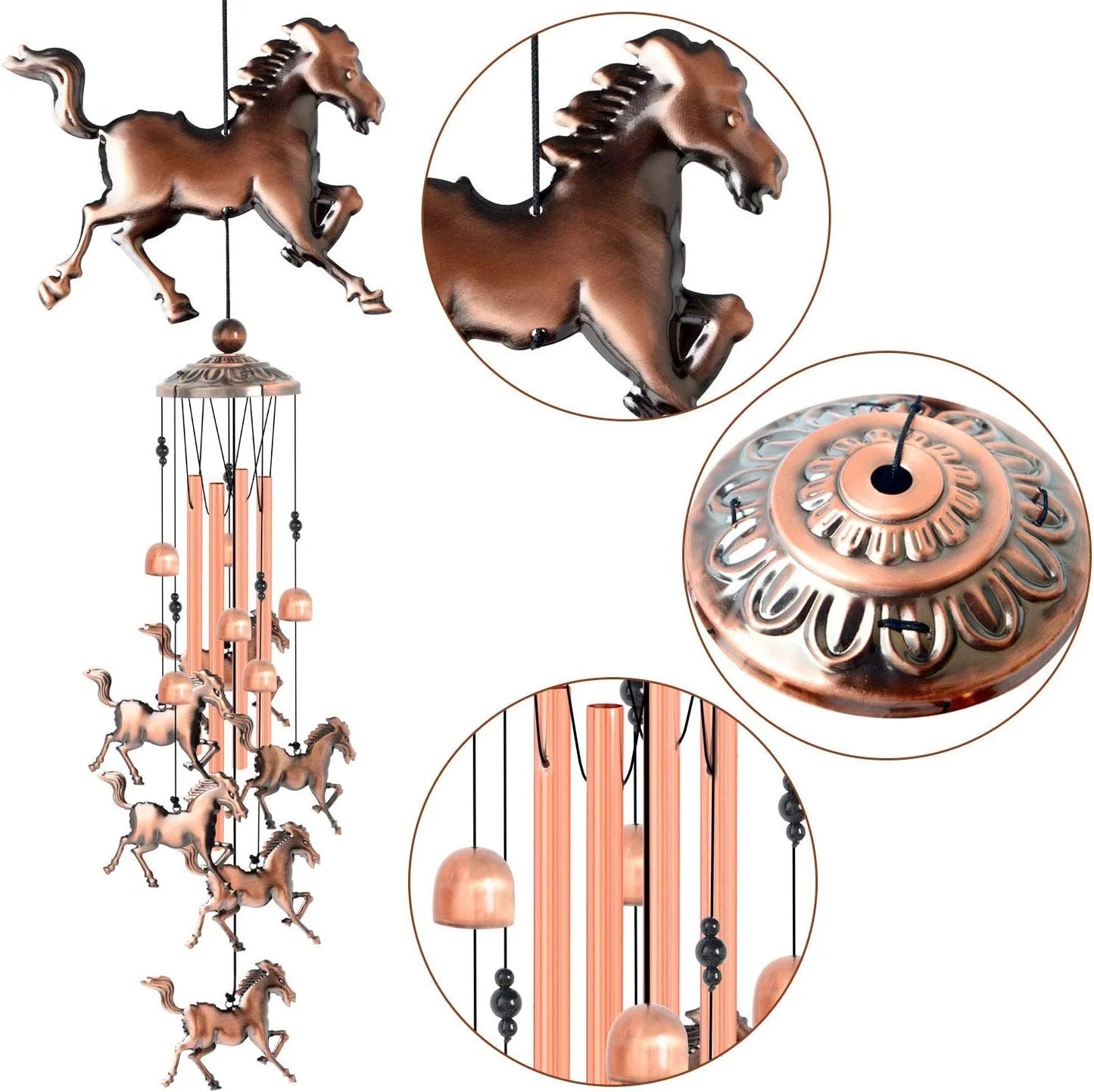 (🔥New Year Promotion--48%OFF)Pure hand-made Copper Horse wind chimes