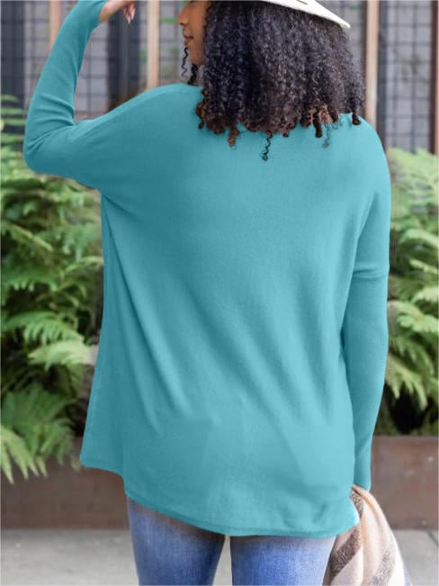 LONG SLEEVE THUMBHOLE SWEATER POCKET TUNIC