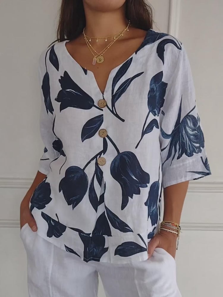 💕🌷Printed V-neck Tunic Top🌷