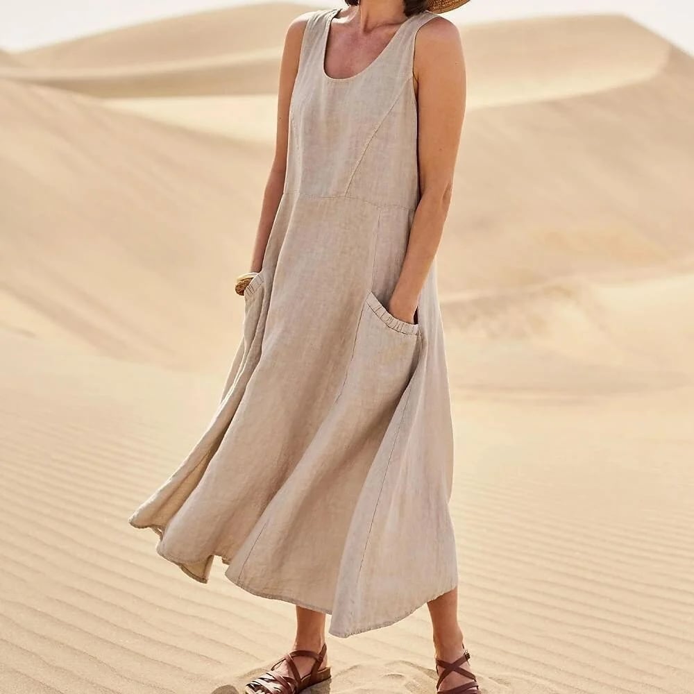 🔥Women's Sleeveless Cotton And Linen Dress