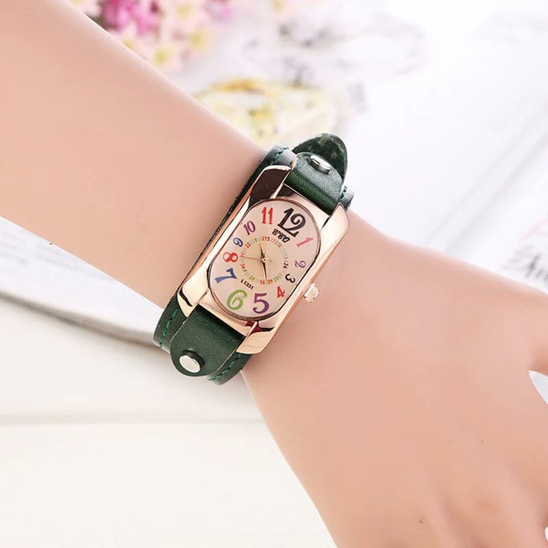 Vintage Leather Quartz Stone Women's Watch