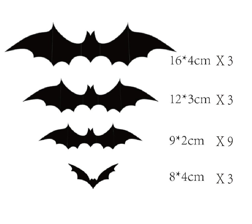 Halloween party wall stickers 3D decorative bat 18 pieces