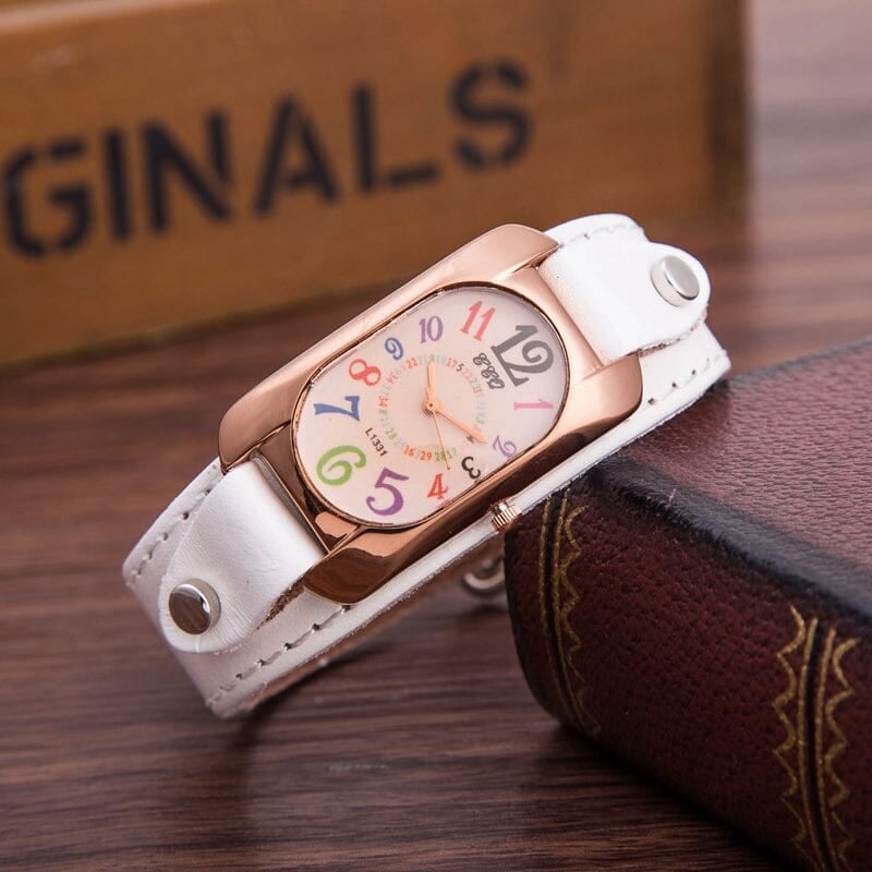 Vintage Leather Quartz Stone Women's Watch