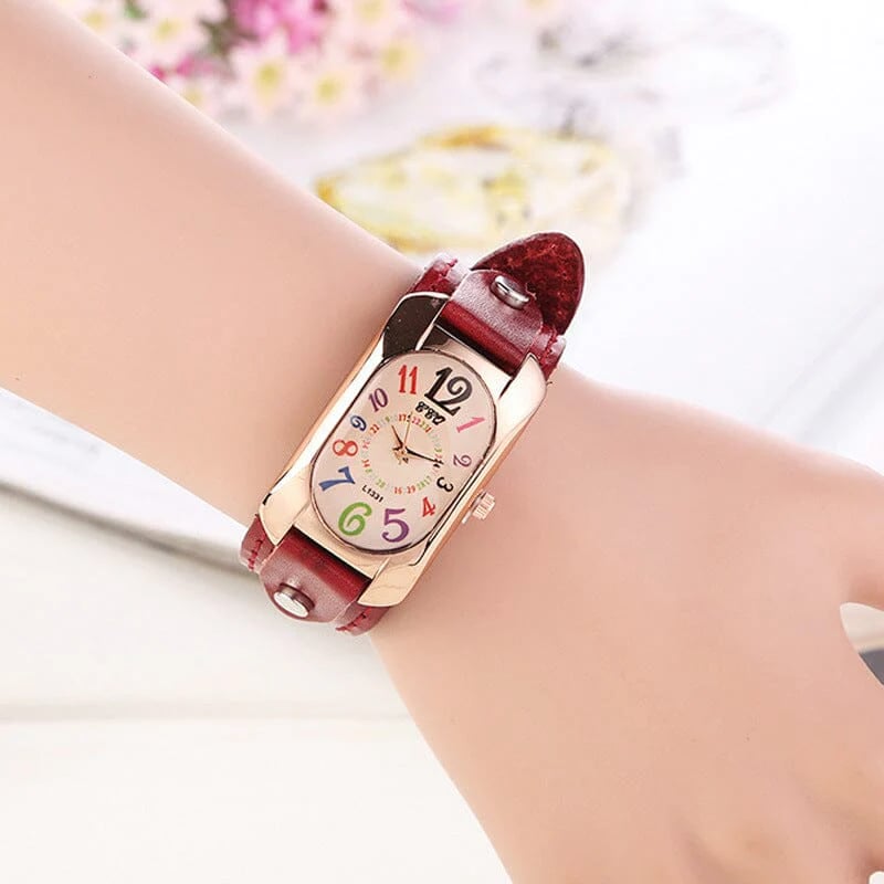 Vintage Leather Quartz Stone Women's Watch