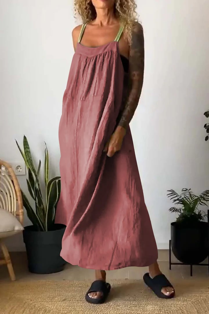 🔥Last Day Promotion 49% OFF - Women's Simple Cotton Linen Sling Dress🎉Buy 2 Save 15%