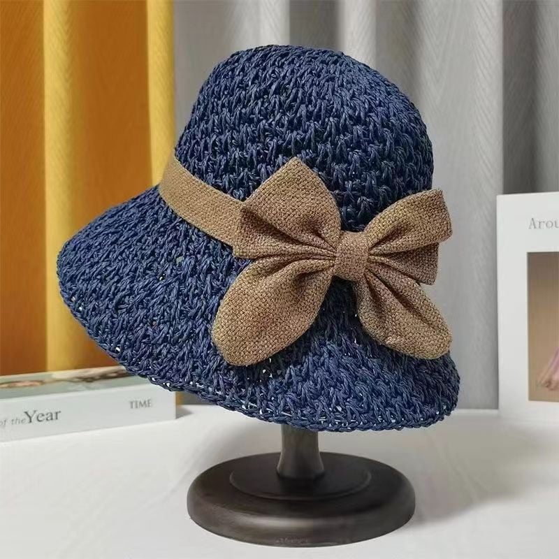 Elegant Crochet Straw Hat with Ruffle Detail