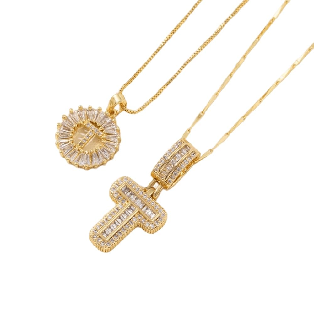 Initial Letter Pendant Necklaces -2 Pack
