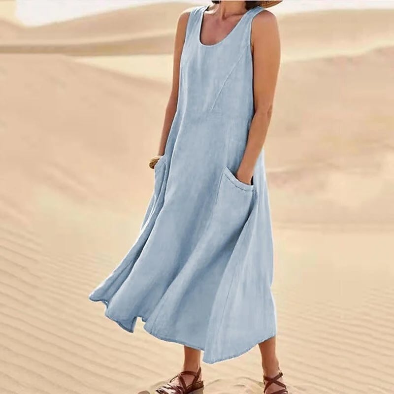 🔥Women's Sleeveless Cotton And Linen Dress