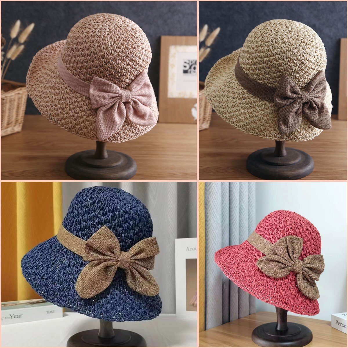 Elegant Crochet Straw Hat with Ruffle Detail