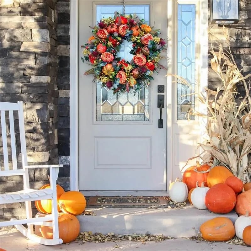 💖🔥FALL PEONY AND PUMPKIN WREATH - YEAR ROUND WREATH -💖🔥