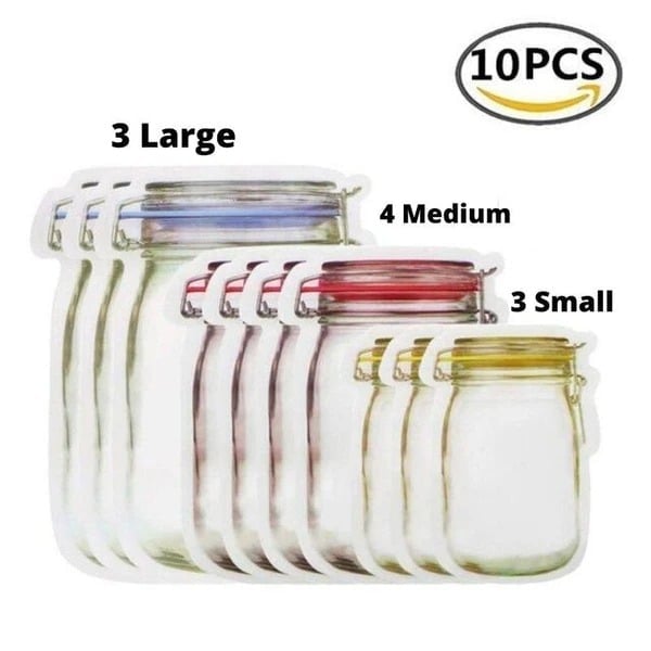 Reusable Mason Bottle Ziplock Bags (Set of 10)