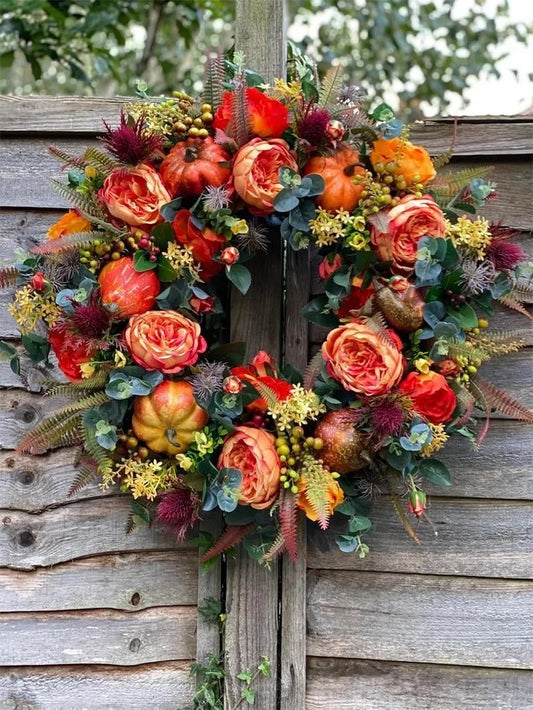 💖🔥FALL PEONY AND PUMPKIN WREATH - YEAR ROUND WREATH -💖🔥