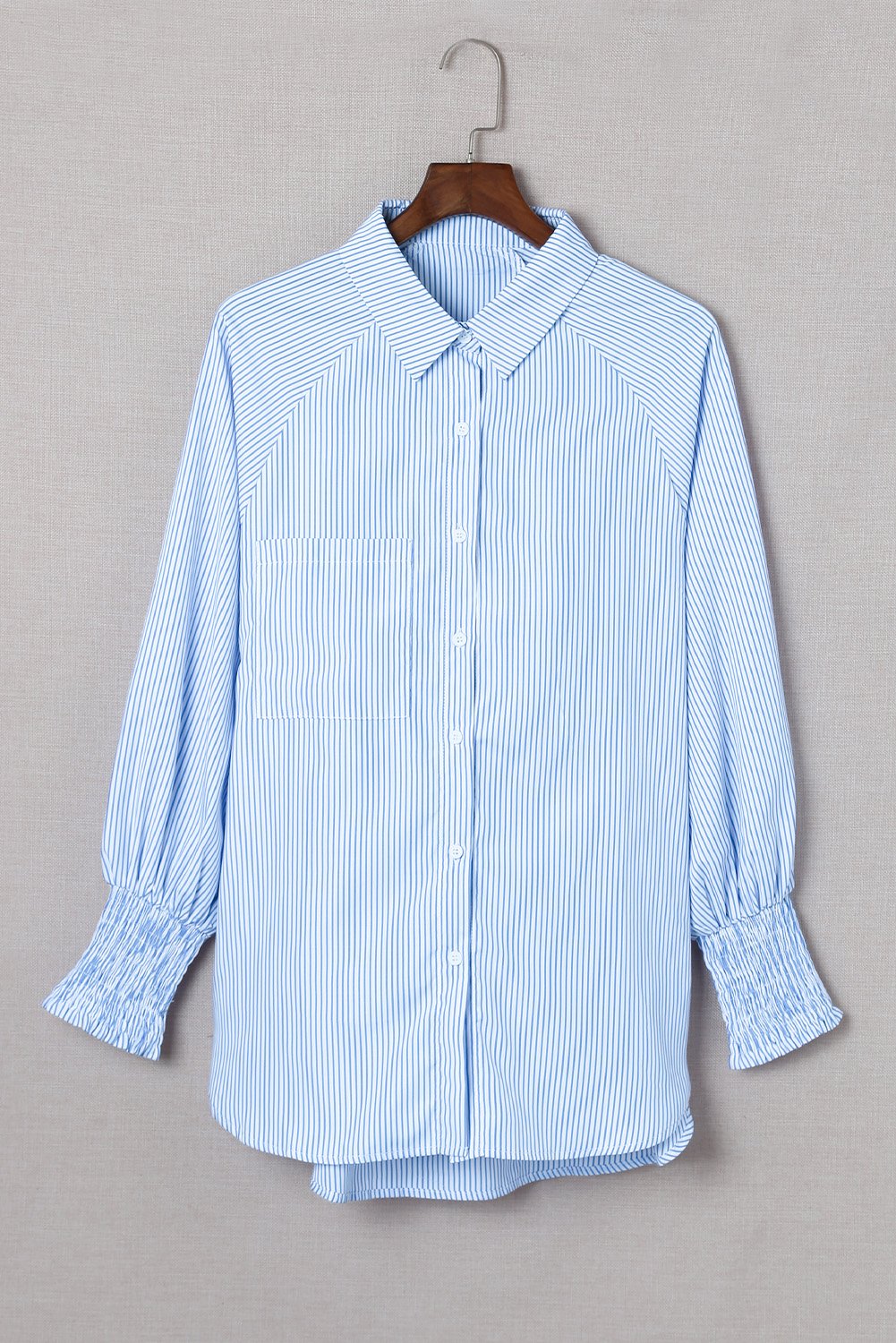 🔥Mid-length shirt with striped lapel and oversized drawdown sleeves