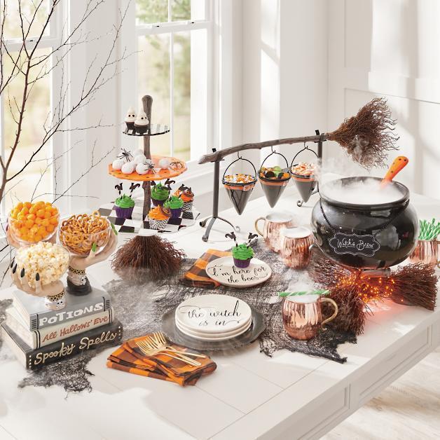 🔥Halloween Broomstick Witch Hat Snack Bowl Shelf