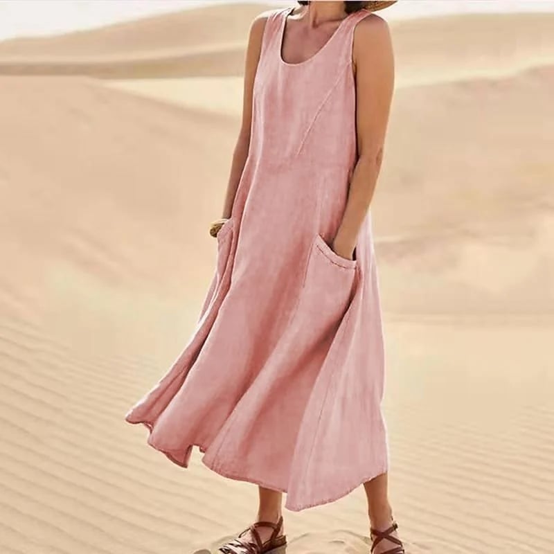 🔥Women's Sleeveless Cotton And Linen Dress