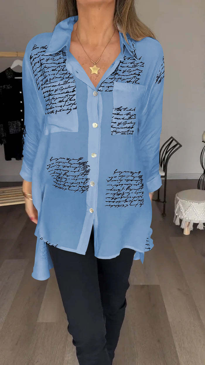 new model Letter Print Fashion Lapel Shirt (Buy 2 Free Shipping)