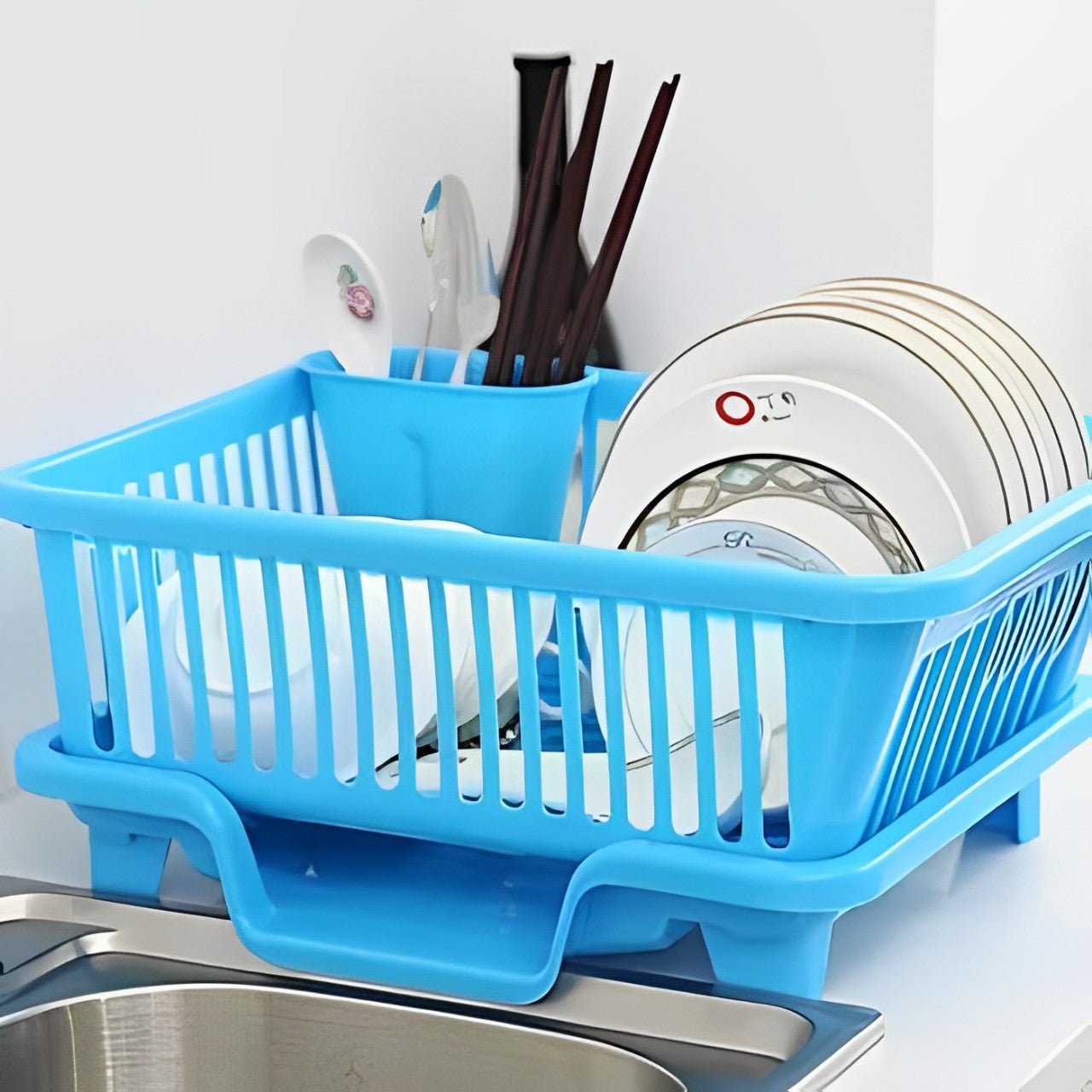 Double Layer Kitchen Dishes & Utensils Drying Organizer Rack