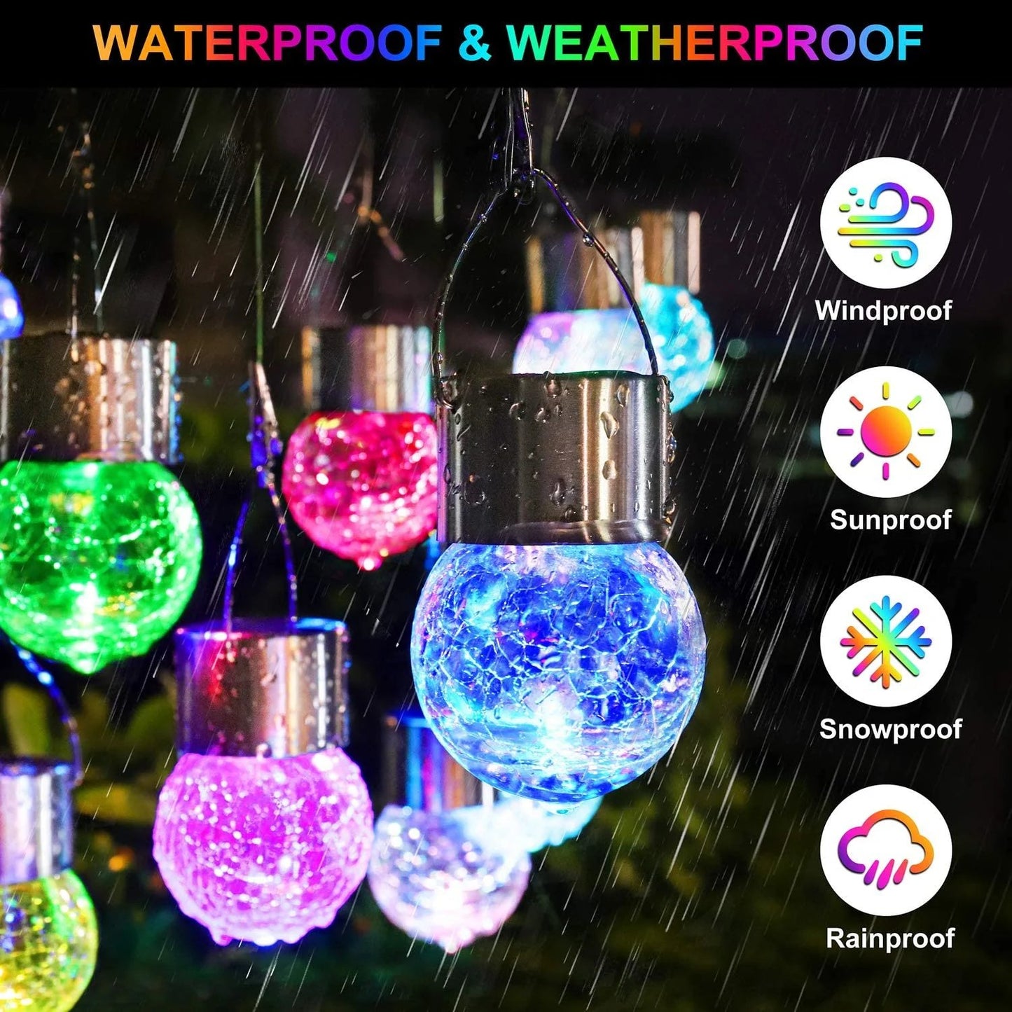 🔥BIG SALE 49% OFF🔥Multicolor Crackle Glass Hanging Solar Lights