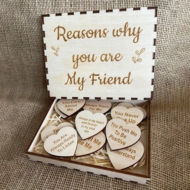 🎁(49% OFF)🎁Why You Are My Friend Wooden Box and Heart Tokens