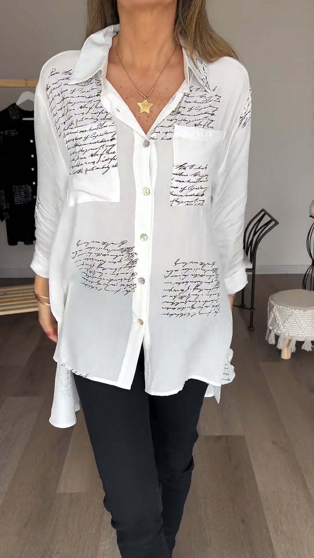 new model Letter Print Fashion Lapel Shirt (Buy 2 Free Shipping)