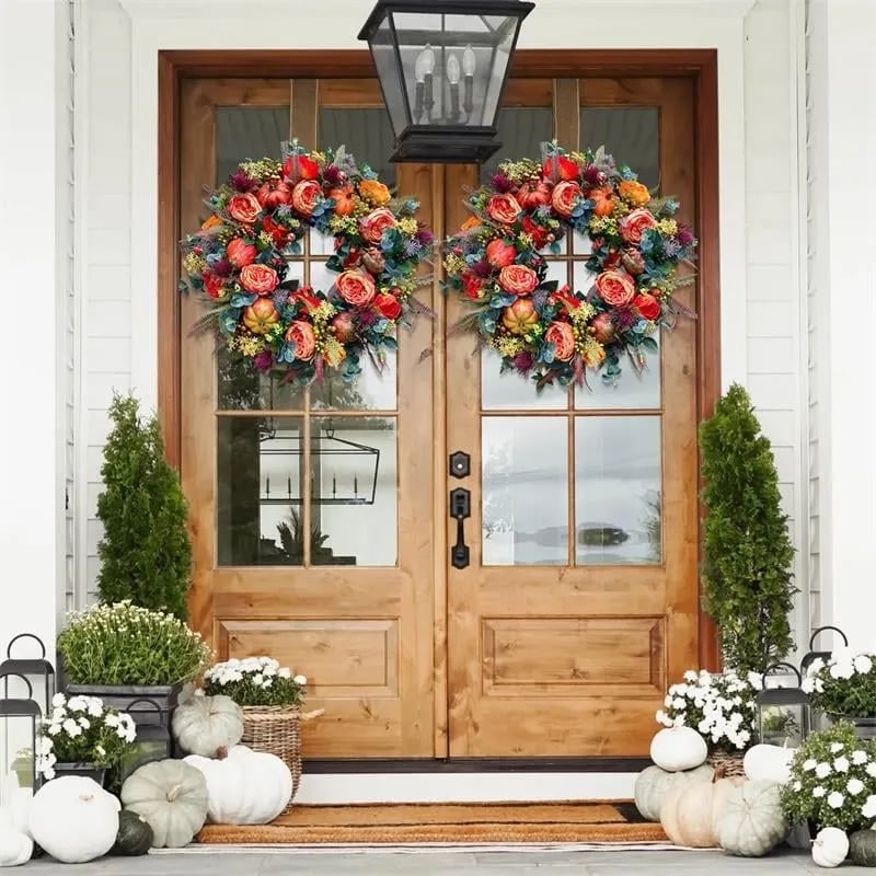 💖🔥FALL PEONY AND PUMPKIN WREATH - YEAR ROUND WREATH -💖🔥