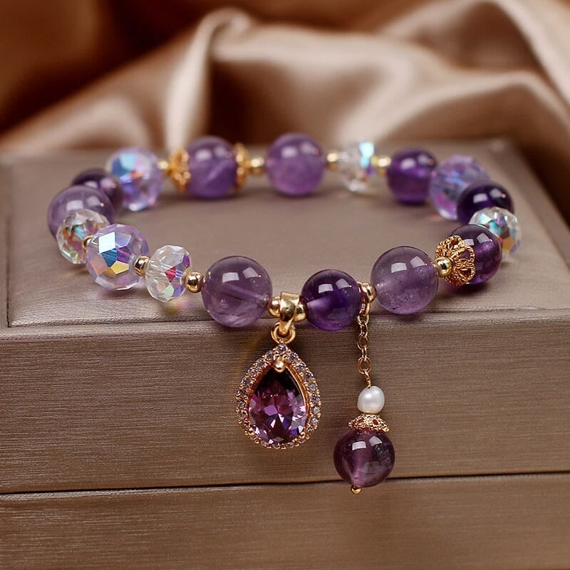 Natural Amethyst Water Drop Bracelet