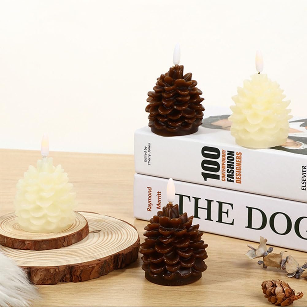 🔥Flameless Pinecone Candles Battery Operated