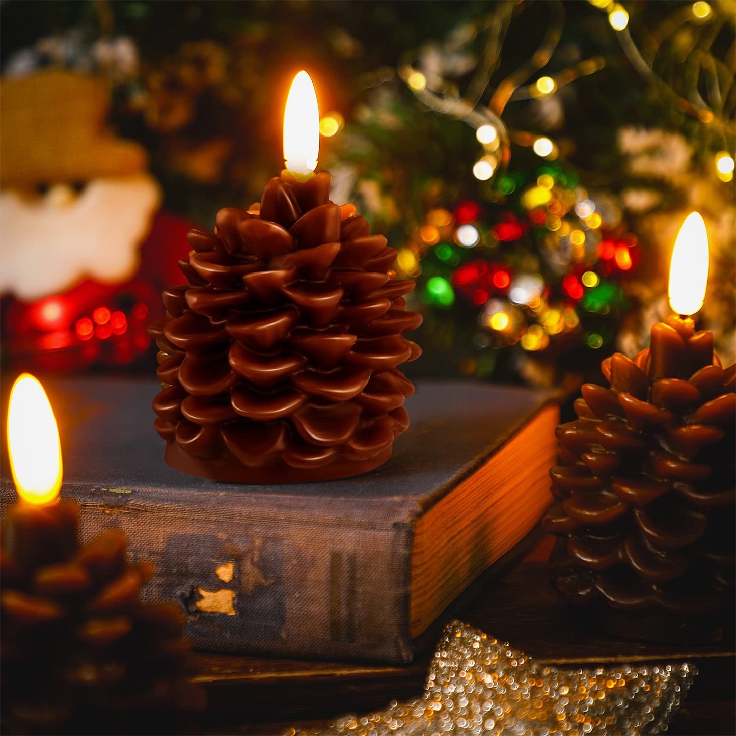 🔥Flameless Pinecone Candles Battery Operated