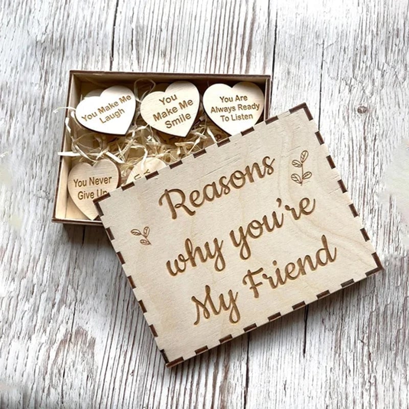 🎁Why You Are My Friend Wooden Box and Heart Tokens