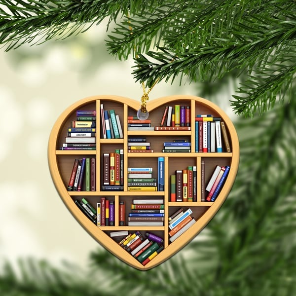 💝Book Lovers Heart Ornament(2D Flat)