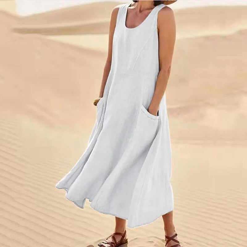 🔥Women's Sleeveless Cotton And Linen Dress