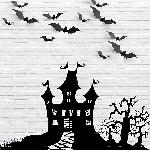 Halloween party wall stickers 3D decorative bat 18 pieces