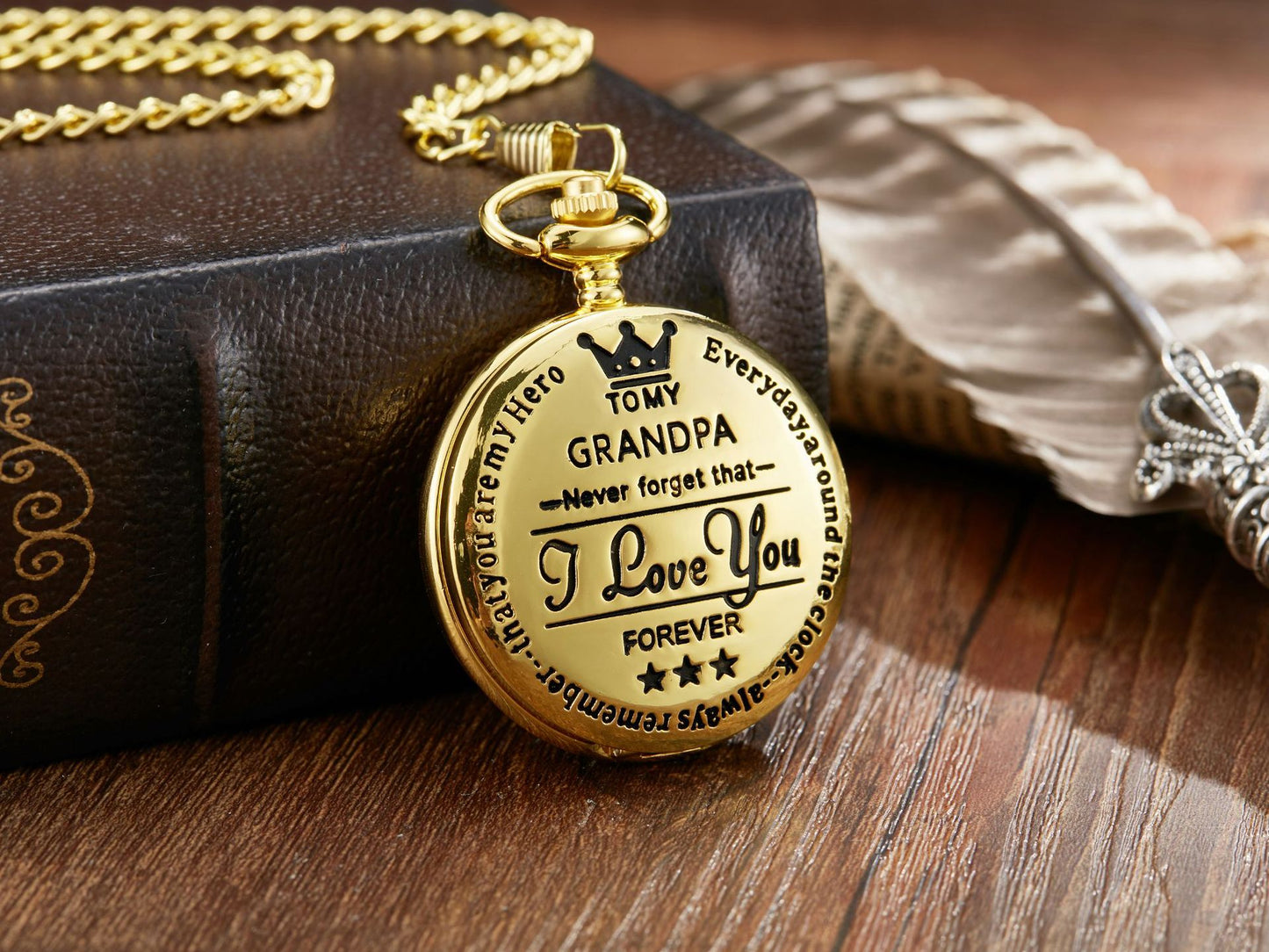 "TO MY SON/ DAUGHTER/ DAD" Quartz Pocket Chain Watch