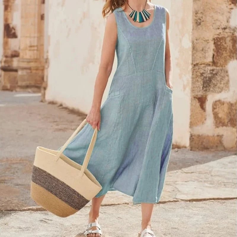 🔥Women's Sleeveless Cotton And Linen Dress