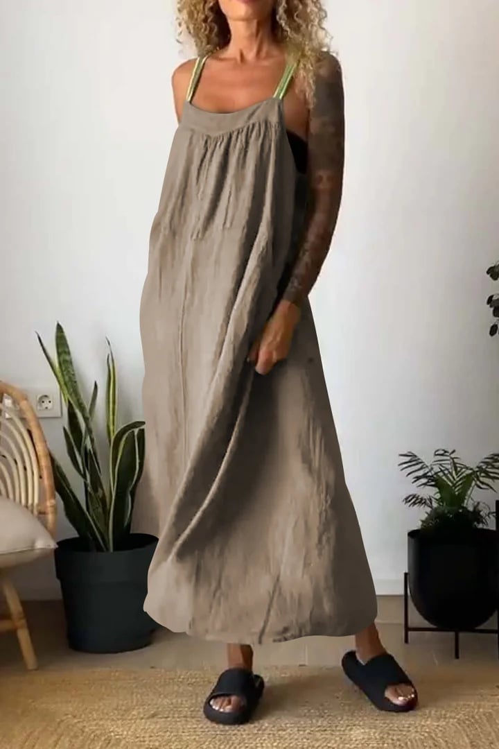 🔥Last Day Promotion 49% OFF - Women's Simple Cotton Linen Sling Dress🎉Buy 2 Save 15%