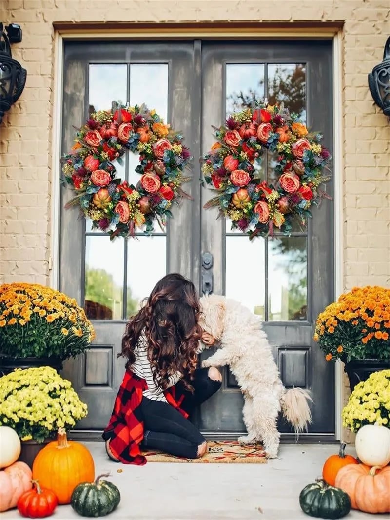 💖🔥FALL PEONY AND PUMPKIN WREATH - YEAR ROUND WREATH -💖🔥